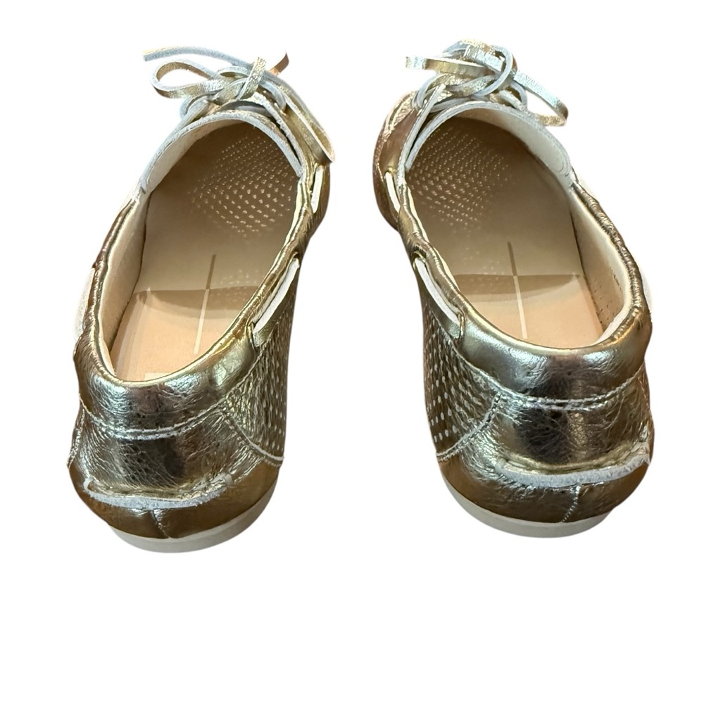 Dolce Vita Lakin Platinum Perforated Leather Loafers Size 7.5 - Picture 4 of 10